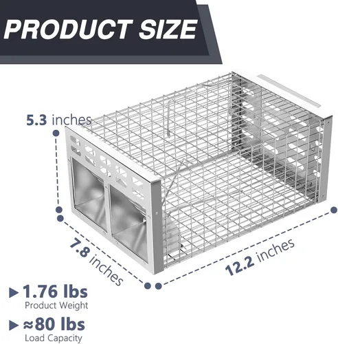 Vista 2 de Trampa para Ratas, Trampa Humana para Ratas Vivas y Trampas para Ratones de Reinicio Automático con Diseño de Puerta Unidireccional Dual – Captura
