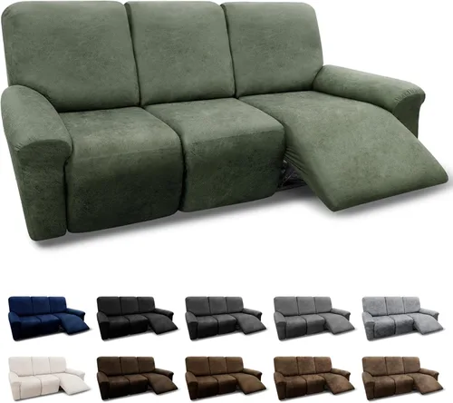 Vista 28 de Fundas para Sillón de 2 Piezas con Cojín en T, Fundas de Aspecto de Cuero para Sofá, Fundas para Sillas, Protector de Muebles Elástico, Funda