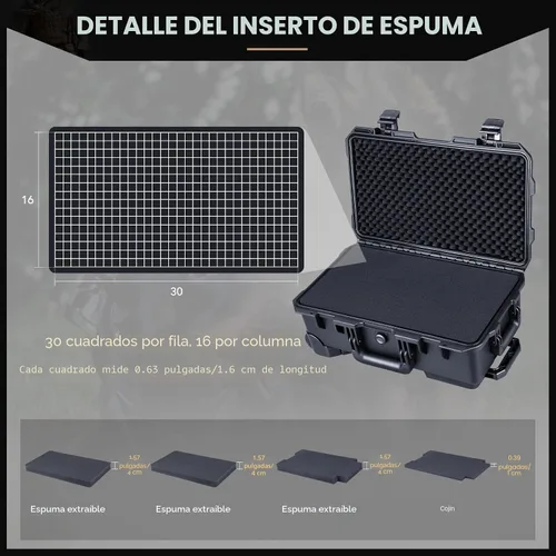 Vista 8 de Lykus HC-5120 Funda rígida impermeable con ruedas y espuma personalizable, Tamaño interior 20.3x11.3x7.3 pulgadas, Adecuada para cámara, lente