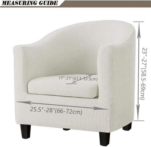 Vista 5 de Fundas para sillas de bañera de 2 piezas con funda de cojín, funda elástica de jacquard para muebles, funda protectora para sillón, extraíble, Beige