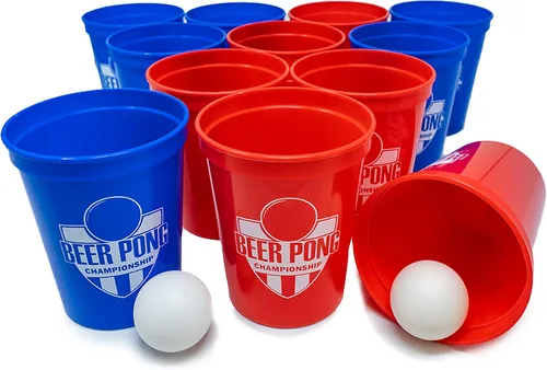 Vista 2 de Celebration Saying Party Cups – 12 Beer Pong Champion (combo rojo/azul)