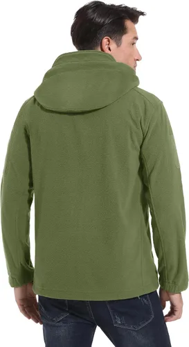 Vista 5 de CRYSULLY Chaqueta con capucha de forro polar táctica militar para hombre, chaqueta de caza, chaqueta de invierno, chaqueta cortavientos, chaqueta