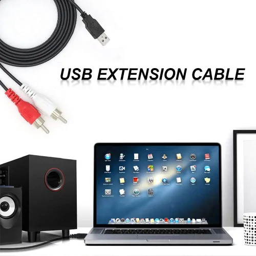 Vista 6 de Duttek Cable USB a RCA, cable auxiliar de audio RCA, USB 2.0 macho a 2 RCA macho, convertidor AV A/V, adaptador estéreo de divisor en Y para captura