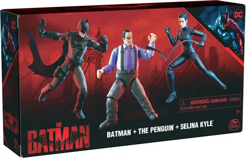 Vista 9 de DC Comics Batman - Paquete de 3 con figuras de acción exclusivas de Batman de 4 pies, Selina Kyle, el pingüino, 3 accesorios