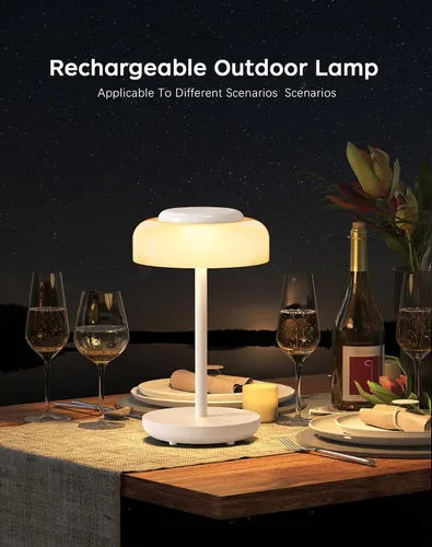 Vista 9 de QiMH Lámpara de mesa LED operada con pilas, lámpara recargable inalámbrica de 5000mAh, control táctil regulable sin pasos, pequeña luz de noche