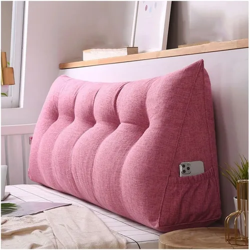 Vista 12 de Almohada triangular para cabecero, almohada de cuña grande para respaldo de lectura para sofá cama, cojín triangular con bolsillo y funda extraíble