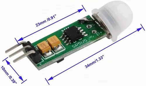 Vista 3 de HC-SR505 Mini sensor de movimiento PIR infrarrojo, módulo de sensores de detección de movimiento humano piroeléctrico micro IR (paquete de 5)