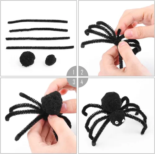 Vista 5 de Caydo 400 piezas de tallos de felpilla negros para manualidades para niños, proyectos de arte y manualidades, decoración del hogar y trenzado