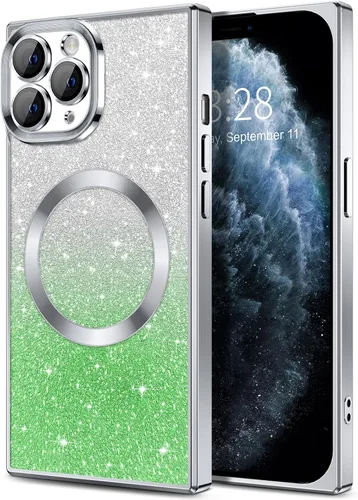 Vista 84 de Hython Funda para iPhone 13 Pro transparente con purpurina magnética [compatible con MagSafe] Protector completo de lente de cámara delgado