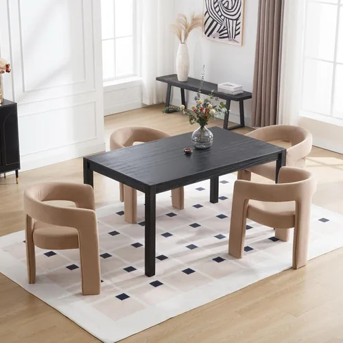 Vista 3 de Juego de 4 modernas sillas de comedor tapizadas de tela de terciopelo con respaldo abierto, bonitas sillas laterales de barril de cocina, sillas