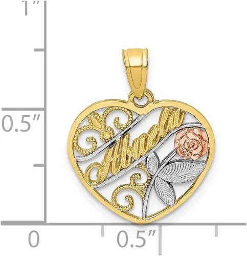 Vista 3 de Colgante de oro amarillo macizo de 10 quilates con corte de diamante en dos tonos de abbuela, Metal