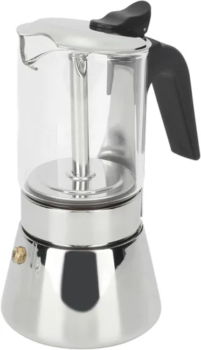 Vista 11 de Jiawu Cafetera clásica para estufa, cafetera Greca italiana y cubana de acero inoxidable, cafetera espresso superior de cristal premium, fácil