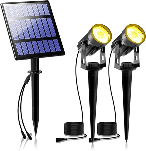 Vista 12 de T-SUNUS Luces Solares de Navidad para Exteriores Blancas 6000K IP65 Impermeables 2 en 1 Reflectores de Paisaje, Cable de 9.8 pies con Panel Separado