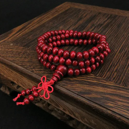 Vista 3 de Hemlock Pulseras de cuentas de oración de madera, pulseras de cadena de cuentas de sándalo natural para mujeres y niñas, Algodón, Tiendaita
