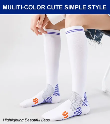 Vista 2 de 3 pares de calcetines de compresión para mujer de 20 a 30 mmHg hasta la rodilla, calcetines de compresión para mujer