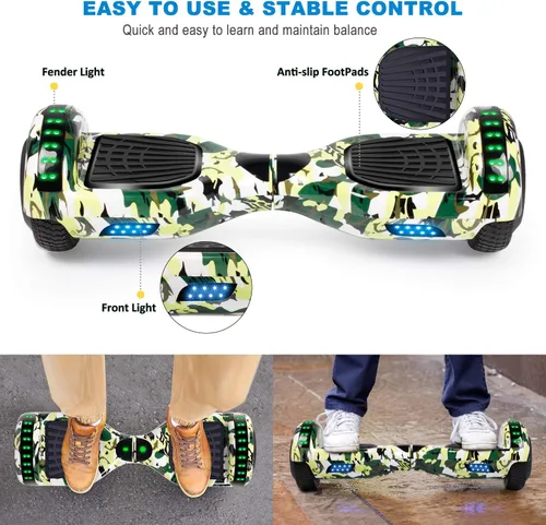 Vista 5 de FLYING-ANT Hoverboard - Hoverboard de 6.5 pulgadas con Bluetooth y luces LED intermitentes, Hover Board para niños y adolescentes