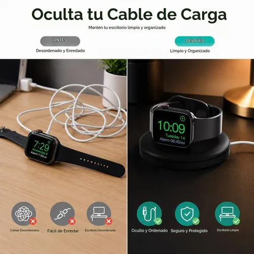 Vista 8 de PZOZ - Soporte de carga para Apple Watch, gestión de cables, base para Negro