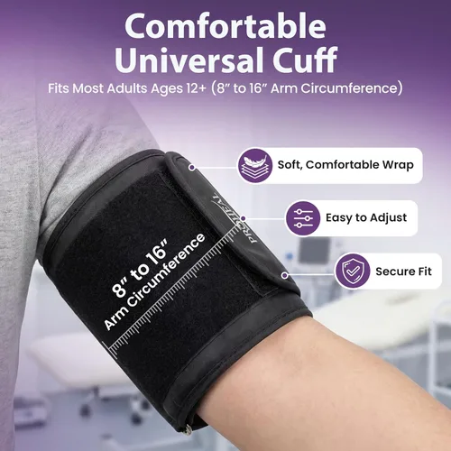 Vista 5 de Monitor de presión arterial para uso doméstico con brazalete grande para el brazo superior - Monitor de pulso parlante automático y máquina
