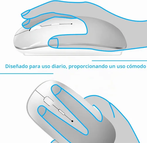 Vista 2 de Mouse inalámbrico para portátil Cpmputer, mouse Bluetooth para MacBook, color plateado Rechargeale Dual Mode (USB 2.4Ghz + Bluetooth 5.2) Ratones
