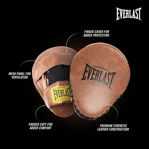 Vista 4 de Everlast 1910 Leather Focus Mitts Vintage Training Punching Guantes de entrenamiento para boxeo y MMA para hombres y mujeres