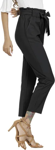 Vista 3 de Freeprance Pantalones de mujer Pantalones casuales Bolsa de papel Pantalones Cintura elástica Bolsillos delgados