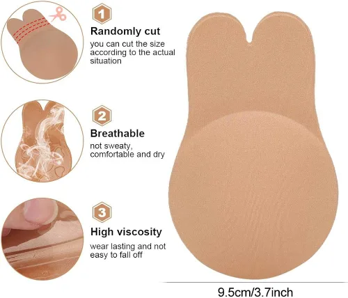 Vista 4 de Sujetador adhesivo, para mujer, reutilizable, para levantar pezón, autoadhesivo, sin tirantes, sin espalda, para vestido sin espalda