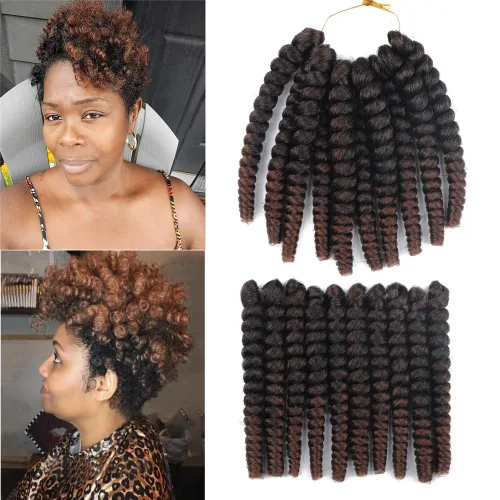 Vista 48 de Saniay - 3 paquetes de trenzas de ganchillo cortas trenzadas de ganchillo con espiral, rizos con espiral jamaicana, 20 mechones por paquete