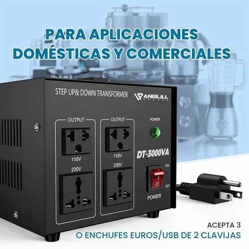 Vista 4 de Anbull Transformador Convertidor de Voltaje de 3000 Vatios, Paso Arriba Abajo 110v 220v, Convertidor de Voltaje 220 a 110 Transformador de Alta