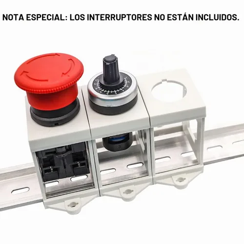 Vista 2 de Taiss 2 piezas de interruptor de botón DIN Rail soporte de montaje para pulsadores 0.866 in de diámetro, potenciómetro DIN Rail adaptador de montaje
