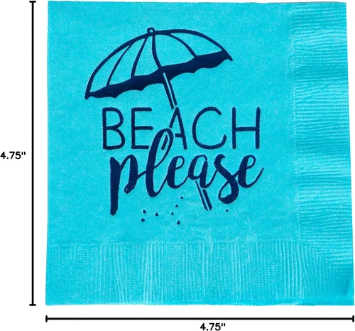 Vista 3 de Funky Junque Declaración decorativa desechable de celebración - 25 Beach Please (Turquoise/Navy)