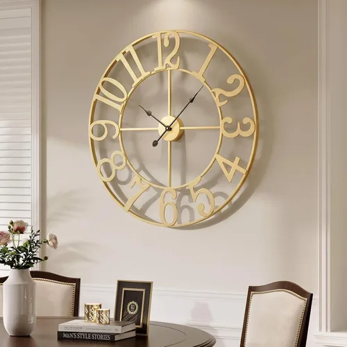 Vista 25 de Cuspin Reloj de pared de 24 pulgadas con engranajes, reloj de metal