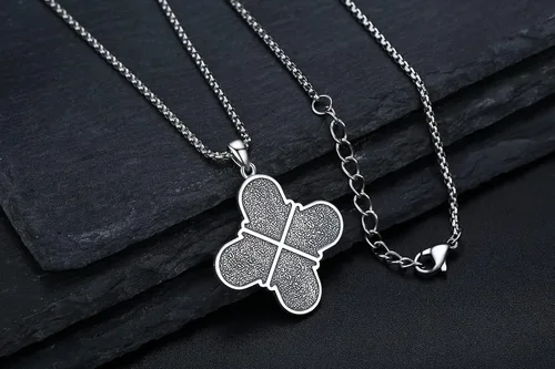 Vista 2 de lotus & leaf Collar con colgante de plata de ley 925 de San CristópaloCalaveraAnubisCruz de cuatro vías, mal de ojoMedalla de San Miguel, joyería
