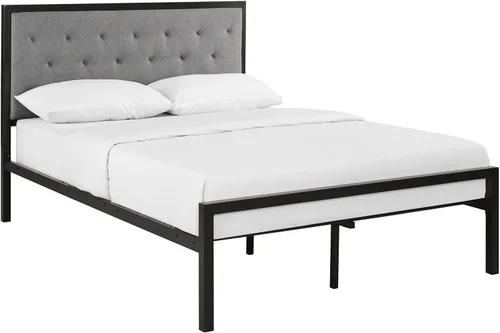 Vista 11 de Modway Mia - Base de cama de piel sintética copetuda, tamaño individual, color blanco y blanco