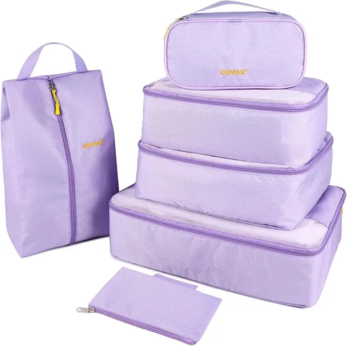 Vista 9 de COVAX Cubos de embalaje para maletas, juego de 5 bolsas organizadoras de equipaje de viaje y cubos de almacenamiento para mujeres y hombres