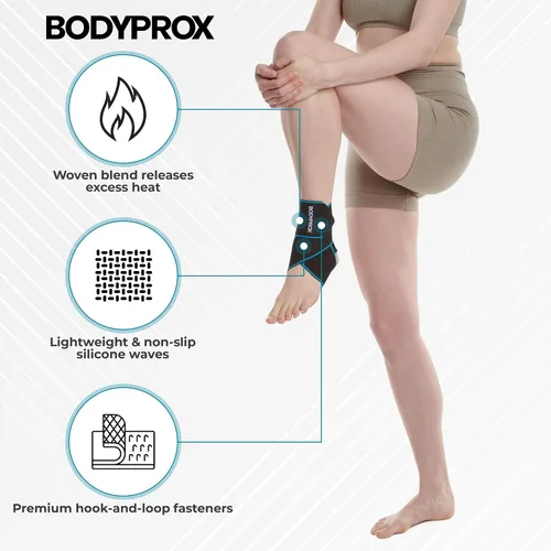 Vista 2 de Bodyprox Tobillera de apoyo para el tobillo, tobilleras de compresión ajustables para protección deportiva, talla única para hombres y mujeres