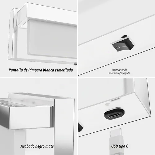 Vista 3 de Aplique de pared de batería cromado con interruptor de encendido/apagado, lámpara de pared LED de 8 pulgadas, pantalla acrílica, lámpara de pared