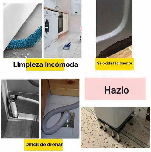 Vista 7 de Soporte para refrigerador de 4 patas, soporte de base ajustable para lavadora, soporte extensible para nevera, 11.4-12.6 in, bandeja base de Gris
