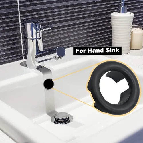 Vista 2 de Paquete de 4 cubiertas de anillo de desbordamiento para fregadero de baño de cocina, agujero de fregadero de baño, tapa de drenaje redonda