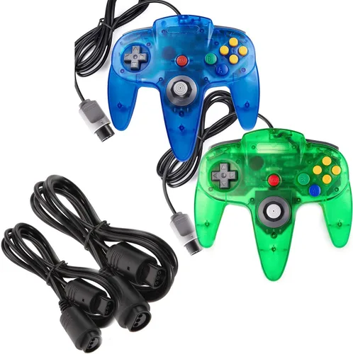 Vista 11 de Paquete de 2 controladores clásicos N64 (negro) con 2 cables de extensión de controlador N64 de 6 pies