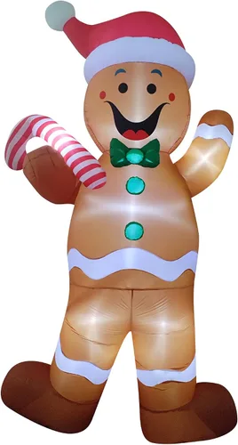 Vista 8 de Decoración inflable gigante de Navidad con luz LED de 12 pies para exteriores, decoración inflable para patio/fiesta/césped/jardín/entrada
