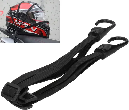 Vista 9 de Cuerda elástica elástica para casco de motocicleta con 2 ganchos, correa fija de gancho ajustable, cuerda de fijación de equipaje elástica de alta