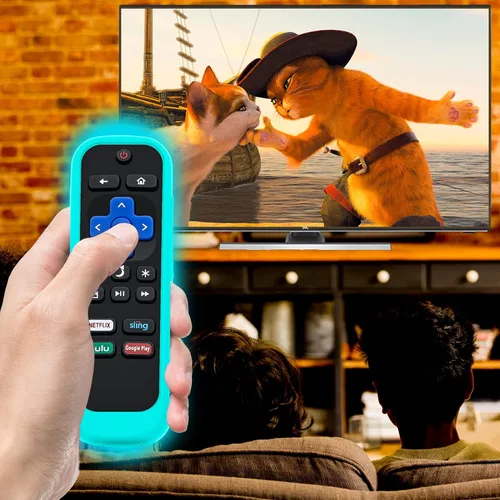 Vista 2 de Funda para TCL Roku TV RC280 Remoto, cubierta de batería para Hisense Roku Remoto Remoto Reemplazo Silicona Universal Funda Piel Brillante