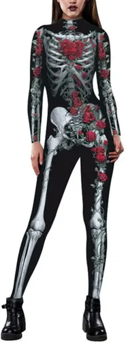 Vista 6 de Disfraz de Halloween para mujer, diseño de calavera con estampado 3D, diseño de calavera Multicolor