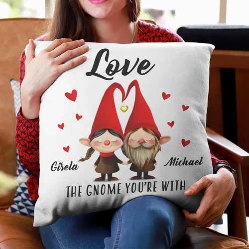 Vista 4 de Hyturtle Almohada personalizada de gnomo para pareja (inserto incluido), regalo para esposa, marido, aniversario, boda, cumpleaños, despedida
