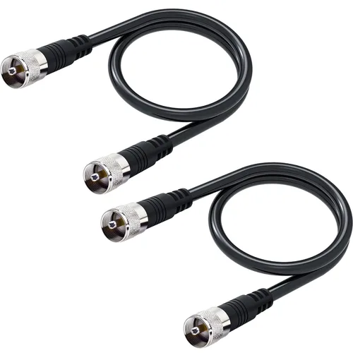 Vista 9 de Cable coaxial RG8X, cable de antena CB de puente PL259 corto de 12 pulgadas, conector macho UHF de 50 ohmios, baja pérdida para radioaficionado Negro