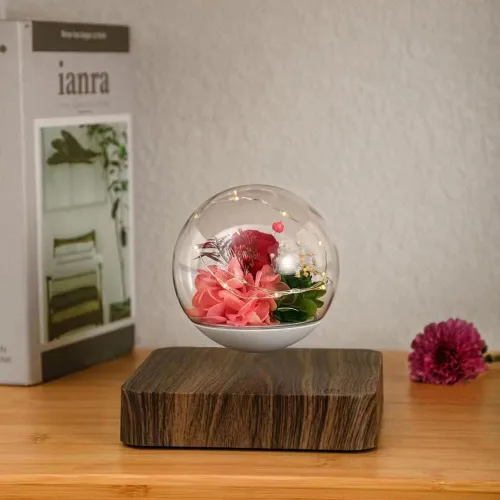 Vista 5 de Flor de levitación magnética, flores eternas reales y eternas, lámpara de luz LED de levitación flotante, luz decorativa para niños, amantes y amigos