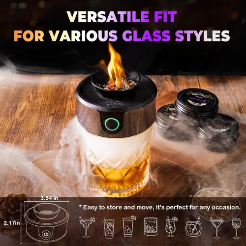 Vista 5 de Kit de ahumador de whisky eléctrico con antorcha, los mejores regalos de whisky para hombres, 6 astillas de madera – Infundir ricos sabores ahumados
