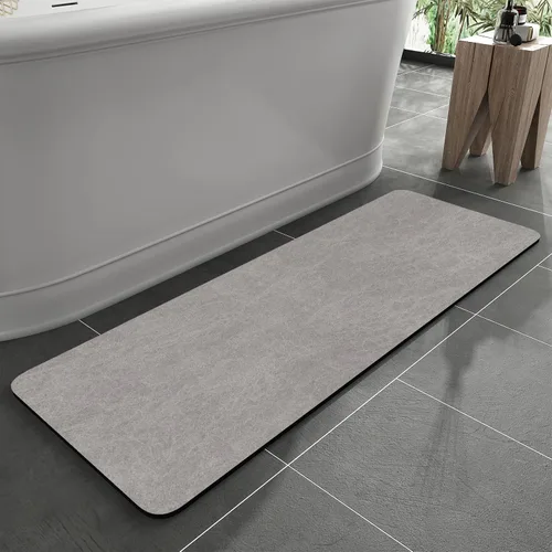 Vista 21 de MontVoo -Tapete de baño-Alfombras de baño delgadas antideslizantes para debajo de la puerta- Superficie de gamuza sintética absorbente, de secado