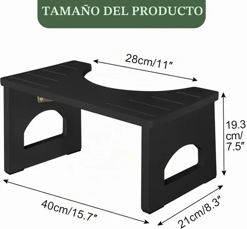 Vista 4 de Taburete de inodoro plegable, taburete de 7 pulgadas para defecar para baño, taburete de inodoro de bambú en cuclillas para adultos, taburete