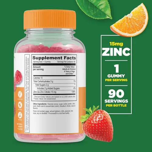 Vista 3 de Lifeable Paquete de gomitas de calcio y magnesio y zinc para niños, gran sabor, suplemento vitamínico, sin gluten, sin OMG, gomita masticable
